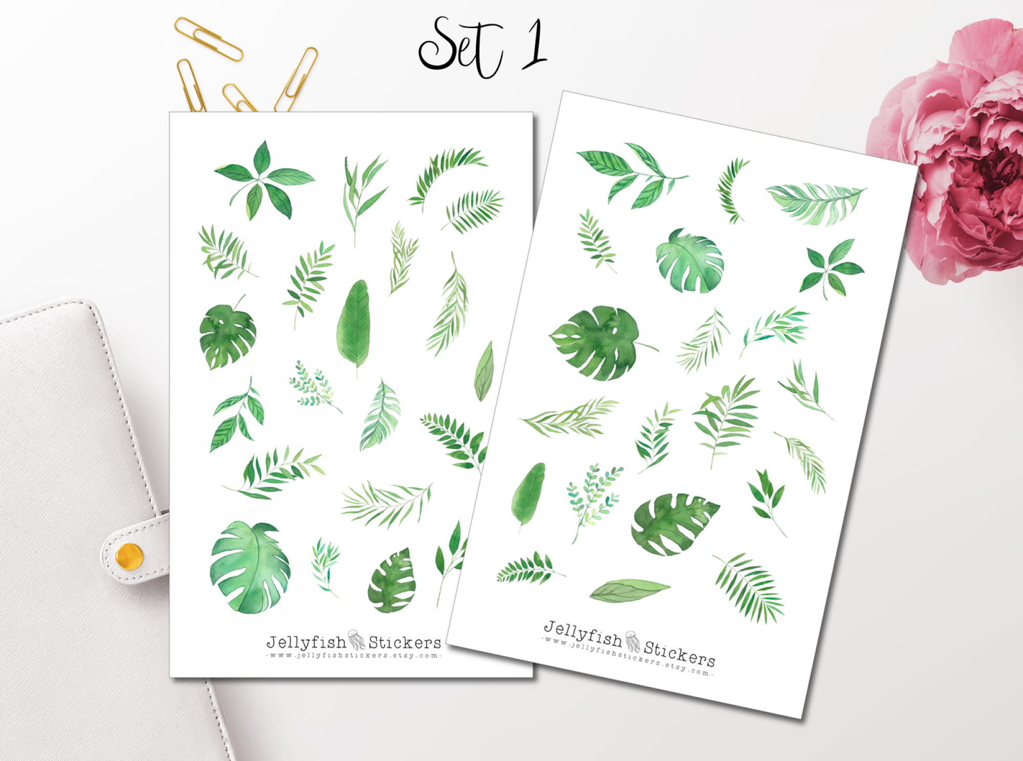 Tropical Flowers and Letters Sticker Set